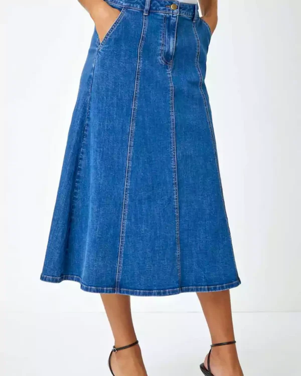 Denim midi skirts