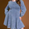 Denim mini dress for women