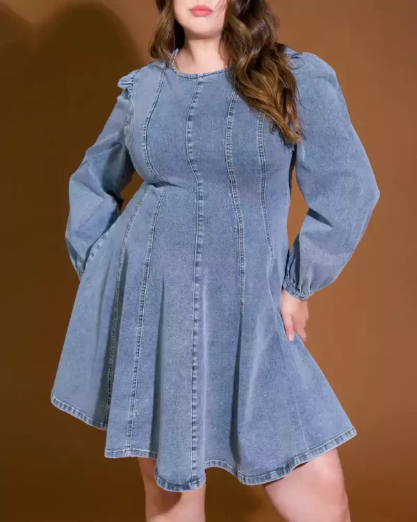 Denim mini dress for women