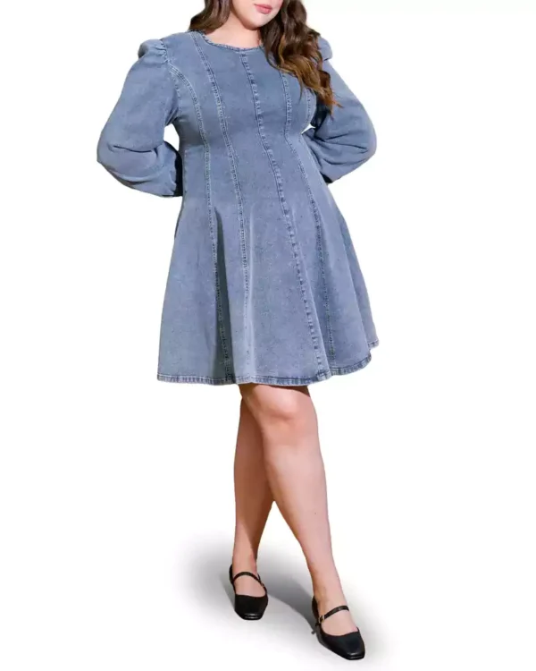 Denim mini dress for women