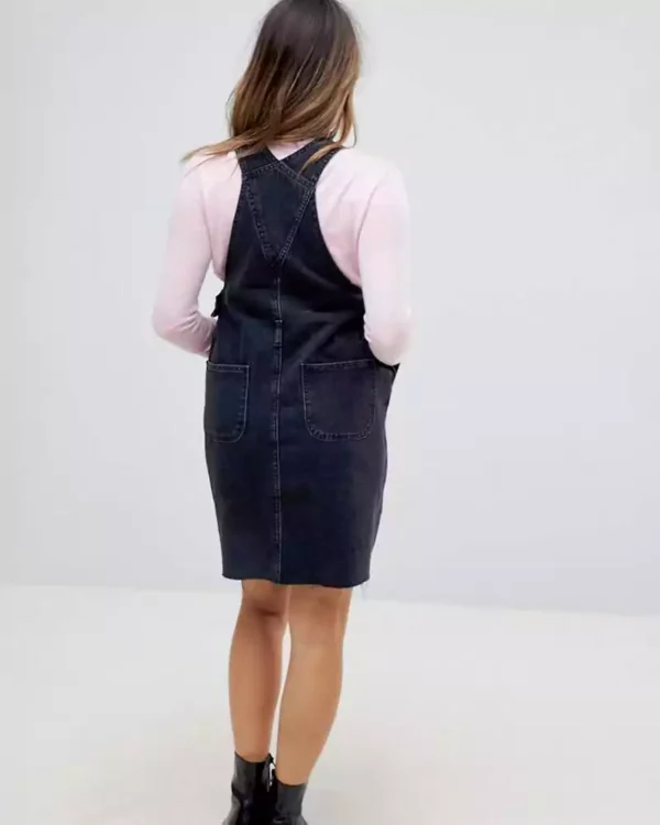 Denim overall dress black
