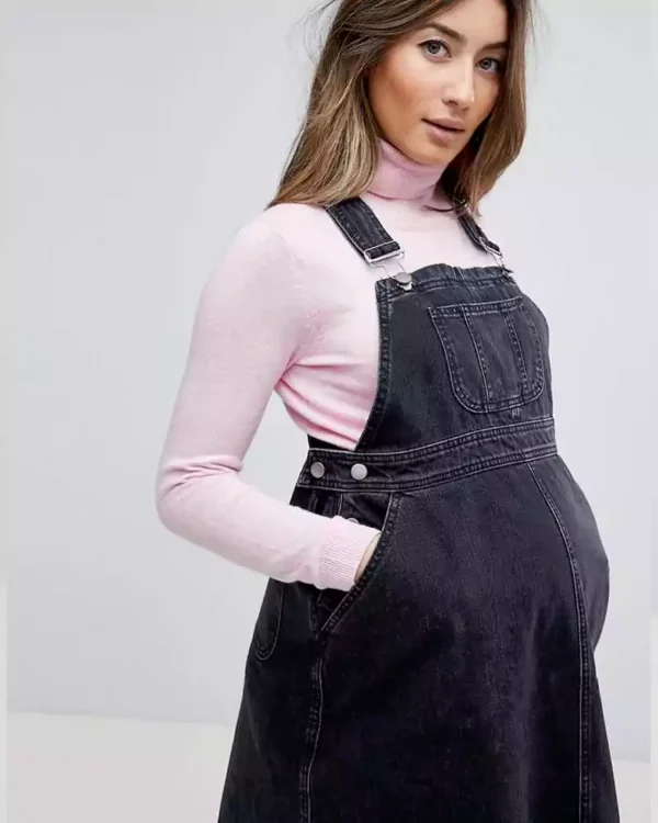 Denim overall dress black