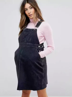 Denim overall dress black