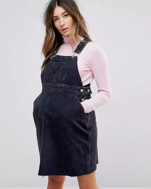 Denim overall dress black