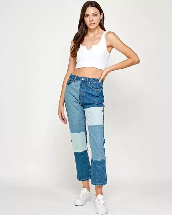 Denim patchwork jeans
