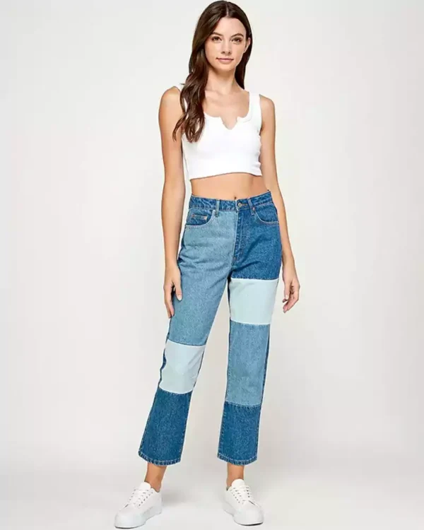 Denim patchwork jeans