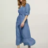 Denim shirt dress maxi