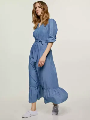 Denim shirt dress maxi