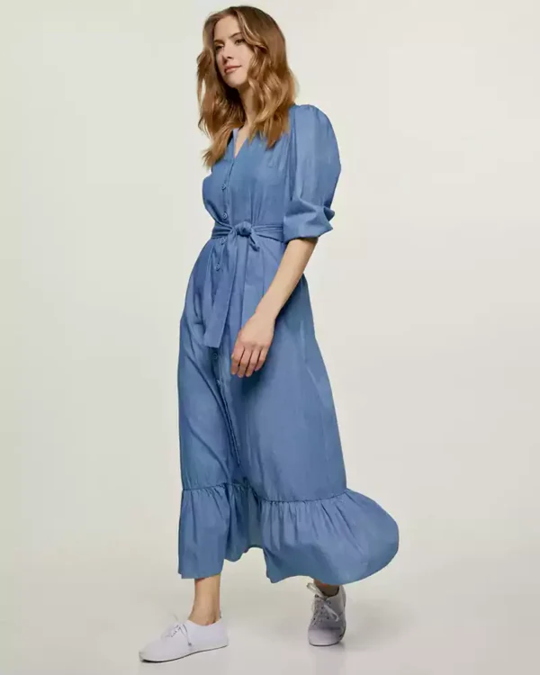 Denim shirt dress maxi