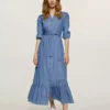 Denim shirt dress maxi