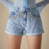 Denim shorts with rhinestones