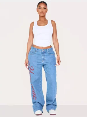 Denim straight jeans