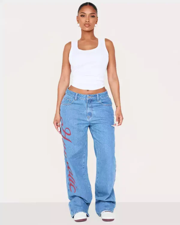 Denim straight jeans