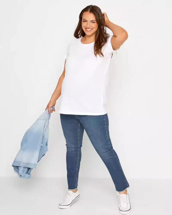 Denim straight leg jeans for women