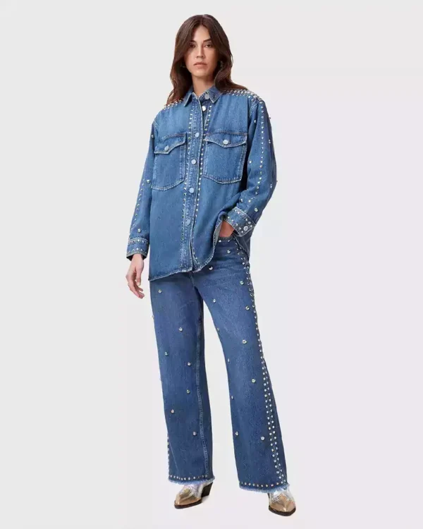 Denim studded shirt