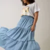 Denim tiered skirt