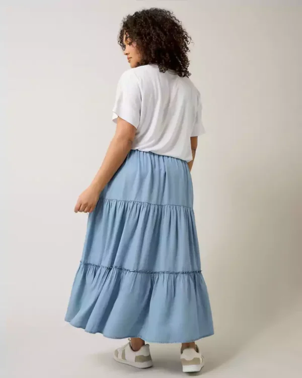 Denim tiered skirt