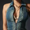 Denim vest tops Denim vest tops