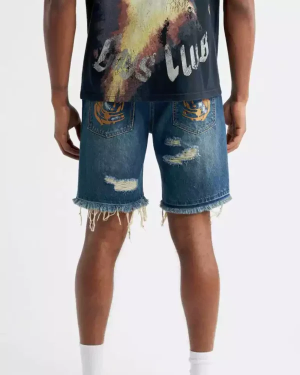 Distressed denim cut off shorts