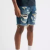 Distressed denim cut off shorts