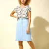 Elastic waist denim skirt