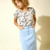 Elastic waist denim skirt