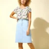 Elastic waist denim skirt
