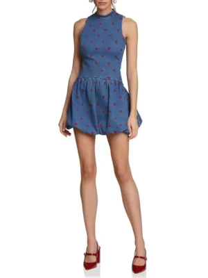 Embroidered denim dress wome