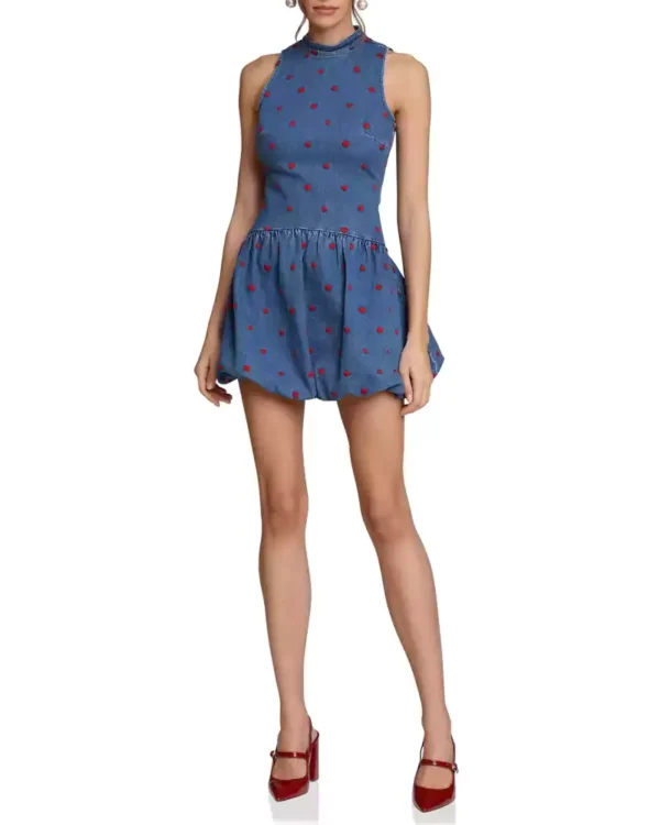 Embroidered denim dress wome