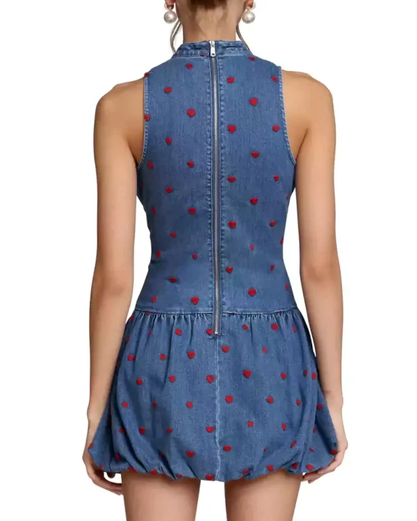 Embroidered denim dress wome