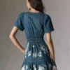 Embroidered denim dress women