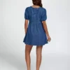 Flared denim mini dress