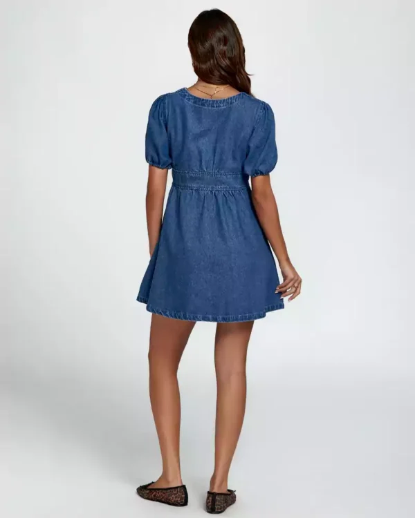 Flared denim mini dress