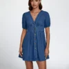Flared denim mini dress
