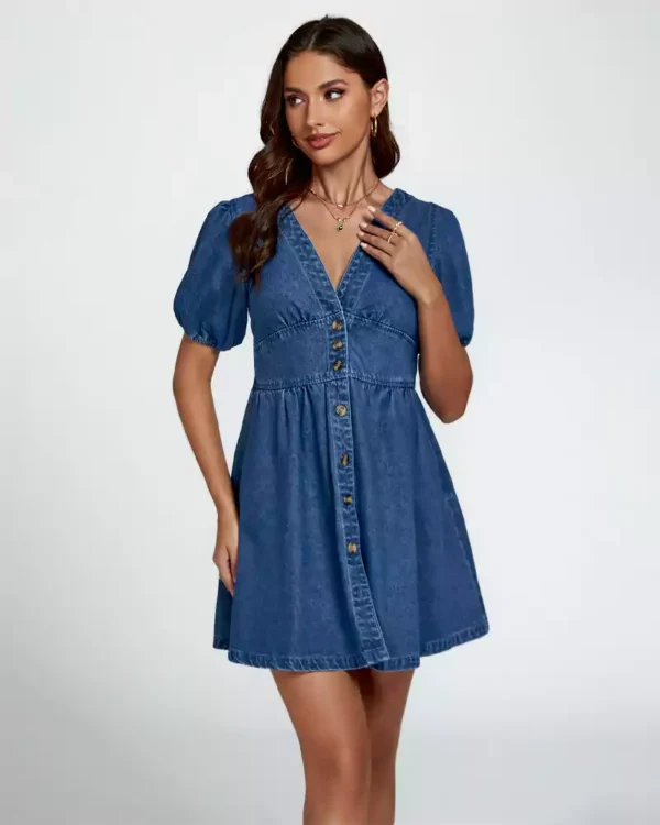 Flared denim mini dress