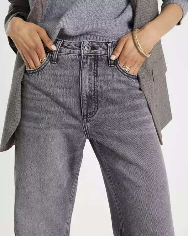 Grey denim jeans straight fit