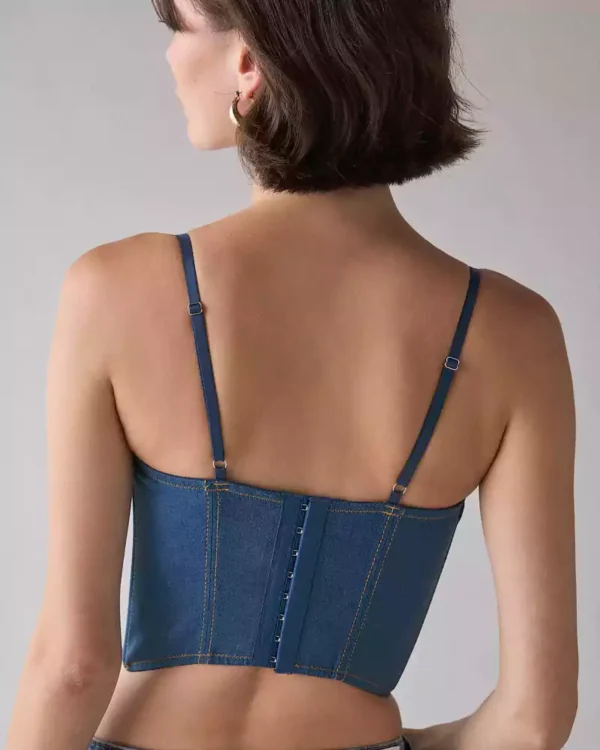 Lace up denim corset
