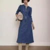Long sleeve denim maxi dress