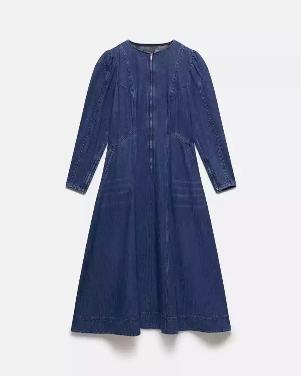 Long sleeve denim maxi dress