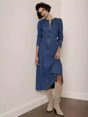 Long sleeve denim maxi dress