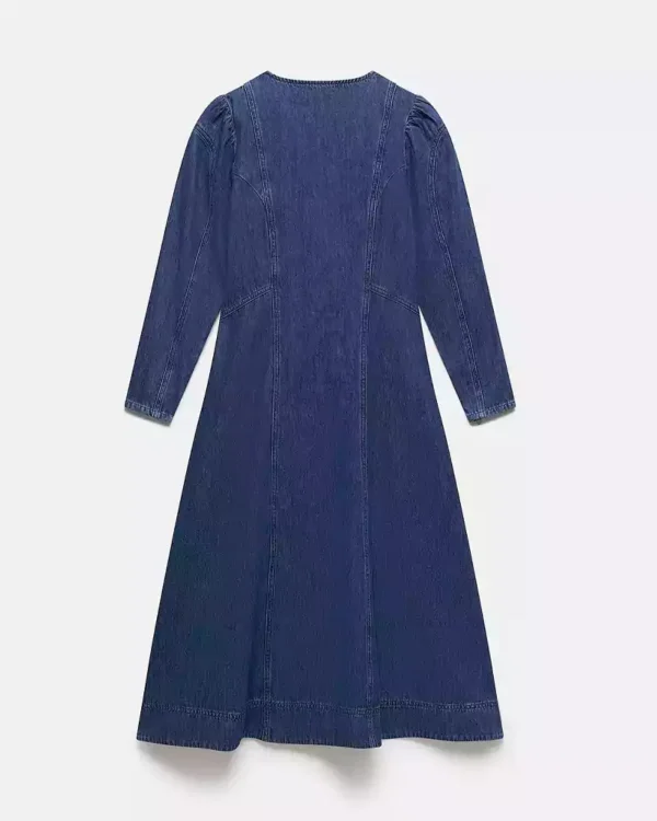 Long sleeve denim maxi dress