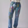 Paint splatter denim jeans