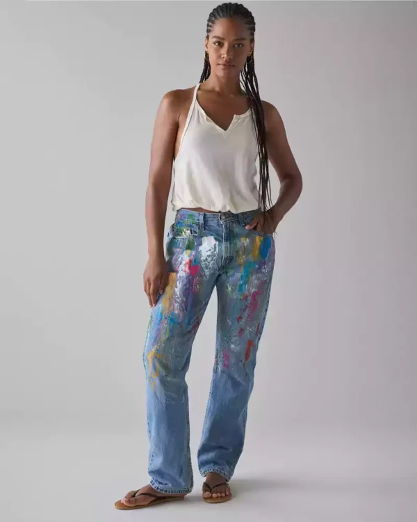 Paint splatter denim jeans