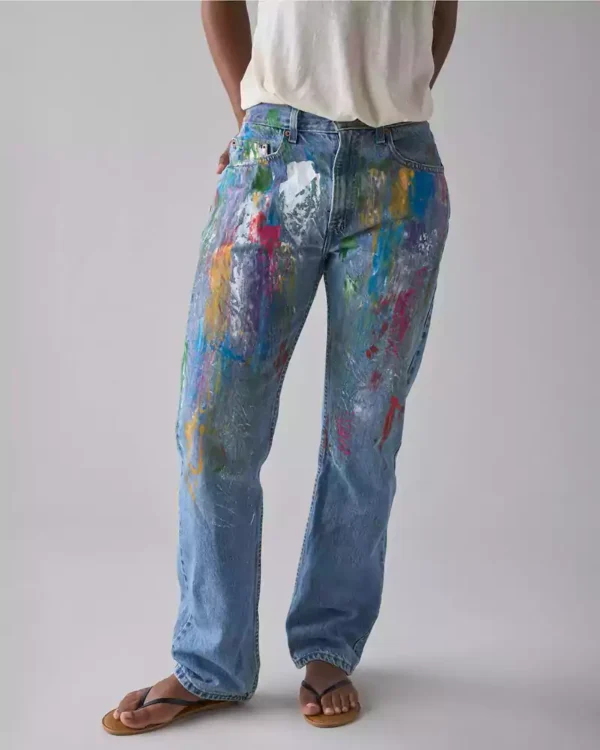 Paint splatter denim jeans
