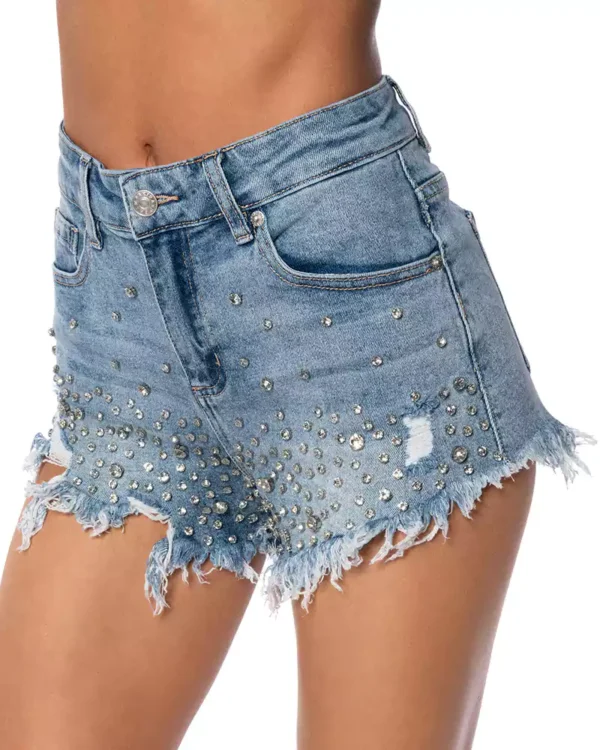 Rhinestone denim shorts