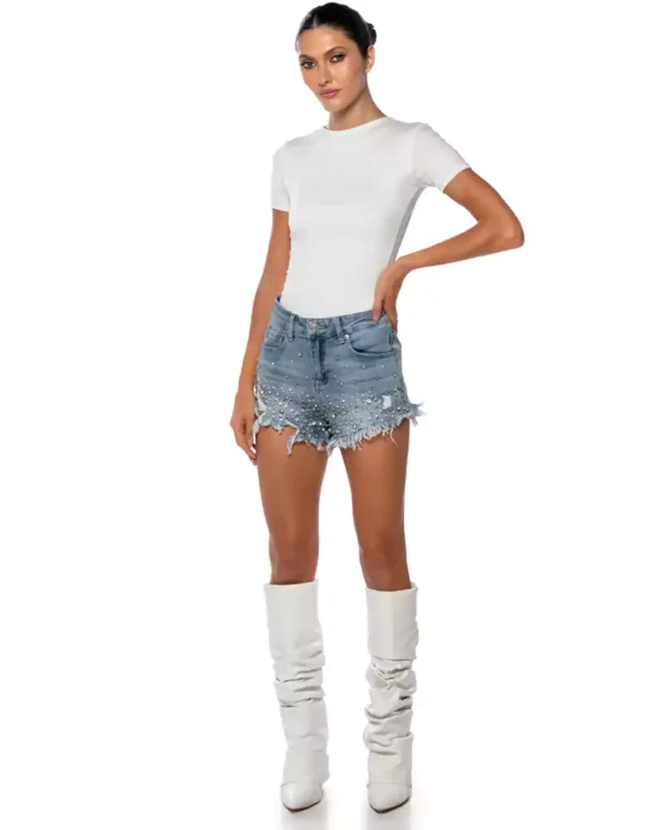 Rhinestone denim shorts