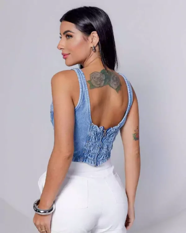 Rhinestone denim top