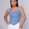 Rhinestone denim top