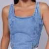 Rhinestone denim top