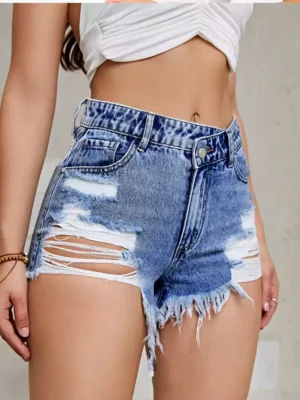 Ripped denim shorts
